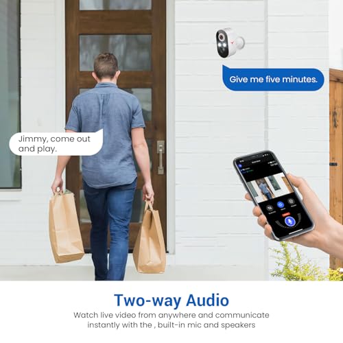 NodeBlaz 1080P Wireless Security Camera Outdoor, Battery Powered, AI Human Detection, Color Night Vision, 2-Way Audio, IP65 Waterproof, 2.4G Wi-Fi, Cloud Storage