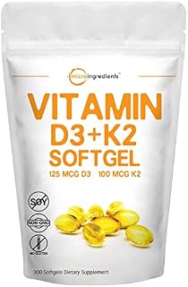 Vitamin D3 5000IU Plus K2, 2 in 1 Formula, 300 Liquid Soft-gels