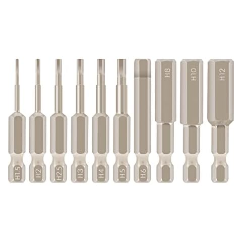 10PCS Allen Key Drill Bit Set Screwdriver Set 50mm/2 inch Long Metric H1.5-H12 Magnetic 1/4 Inch Hex Shank Cover