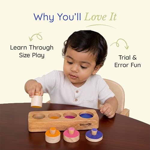 Image of TinkerBox Cylinder Puzzle | 12+ Months | Montessori Wooden Sorting & Matching Toy for Toddlers & Kids | STEM Puzzle for Cognitive Skills & Fine Motor Development | Safe & Durable Educational Toy