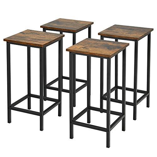 LIFEZEAL Juego de 4 taburetes de bar, taburete alto con reposapiés, silla de bar con marco de hierro, taburete para cocina, bar, cafetería, 30x 30 x 72 cm (72 cm)