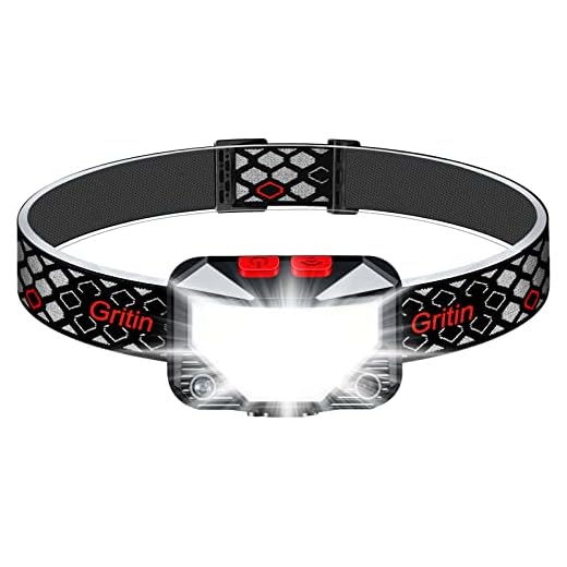 Linterna Frontal LED Recargable, Gritin 2000 Lúmenes Alto Brillante Linterna Frontal Cabeza USB 8 Modos con Sensor y Luz Roja para Correr, Acampar, Excursión, Pesca, Ciclismo