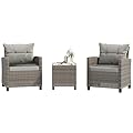 Shintenchi 3 Pieces Patio Furniture Set 3 Pieces PE Rattan Wicker Chairs with Table Outdoor Furniture for Backyard/Garden/Poolside/Outdoor Restaurant Gary Rattan with Gary Cushion