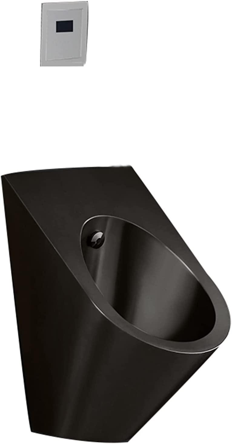 GTHTUHFD Wall-Mounted Urinals For Men, Automatic Induction Urinals, Small Commercial Vertical Drainage Public Toilets,Rose Gold-Urinal + Sensor,Black-urinal + sensor