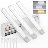 Rihvy Under Cabinet Lights 8 Inch 3-Pack, Rechargeable Battery Operated Motion Sensor Light Indoor, Dimmable Closet Lights, Wireless Under Counter Lights for Kitchen, Stairs