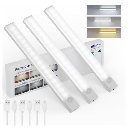Rihvy 8-in Under Cabinet Lighting Rechargeable,Wireless Motion Sensor 3Pack