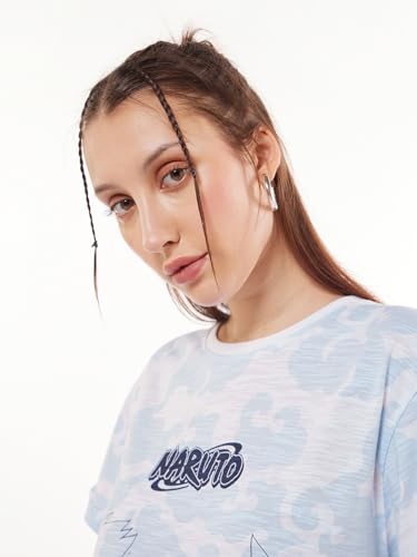 Image of Bewakoof Air 1.0 Official Naruto Merchandise Women's 100% Cotton Graphic Print Boyfriend Fit Round Neck T-Shirt