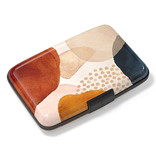 Image of Credit Card Holder, Mini Aluminum Card Wallet RFID Blocking Slim Metal Hard Card Case for Women Men, Abstract Marble