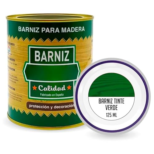 AC - Bote de Barniz para Madera - Fabricado en España - Ideal para todo tipo de Maderas, vigas, cerchas, marcos, etc. - Capacidad de 125 ML - Verde