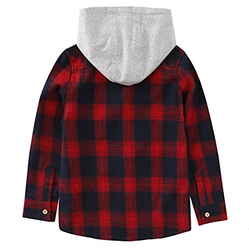 MOMOLAND Little Boys Long Sleeve Button Down Plaid Flannel Shirts with Hood2
