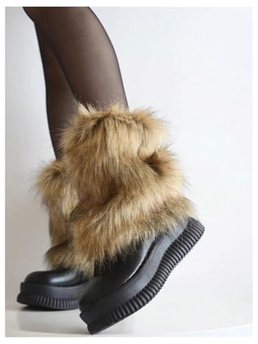 Milumia Women's Faux Fur Leg Warmers Y2K Rave Vintage 80s Fuzzy Short Cuff Covers4