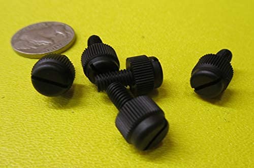 Nylon Knurled Slotted Head Thumb Screws Black 10-32 x .375" Length, 100 Pcs