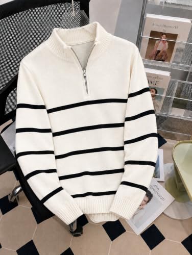ColorChakra Mens Woolen Sweater Zipper White Off White - Image 6