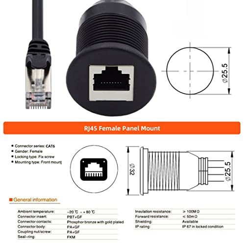 Cable Ethernet CAT6 RJ45 macho a hembra 1m impermeable miniatura 4