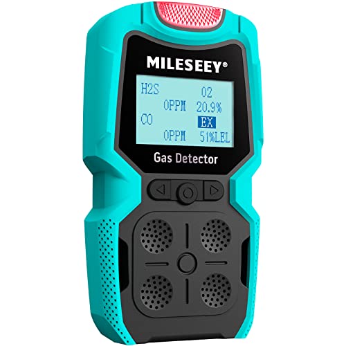 Gas Detector, MILESEEY Gas Leak Detector for H2S, O2, CO and EX 4 Gas Monitor, Gas Sniffer with Recharge, Sound, Light & Vibration Alarms, Gas Detectors for Home Natural Gas Carbon Monoxide Detector