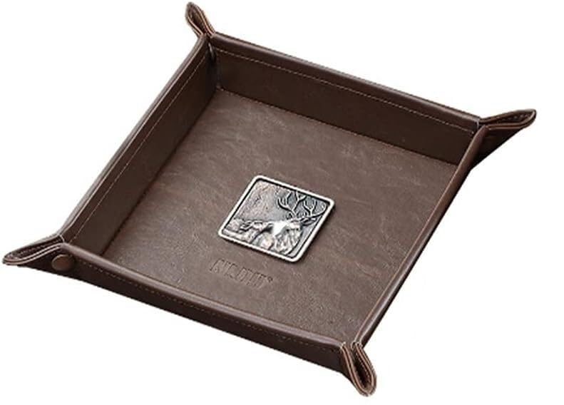 Bambusowa taca parkingowa ze skóry PU | Kwadratowa taca organizera 19 cm/24,5 cm: miejsce do przechowywania podróżne(24.5cm*24.5cm)
