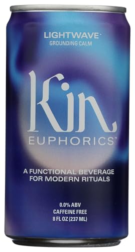 Kin Euphorics Lightwave Mocktail, 4 Packs, Non Alcoholic, Caffeine Free, 32 Fluid Ounces (Pack Of 6)