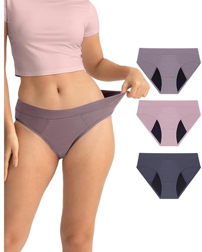 Neione Period Underwear for Women Mid Rise Menstrual Panties Postpartum Briefs Modal Hipster Soft Stretch Breathable 3 Pack Amorio X-Large