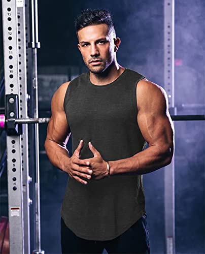 Amussiar Men's 3 Pack Workout Tank Tops Mesh Gym Sleeveless Dry Fit Bodybuilding Shirts Fitness Athletic Muscle Tee2