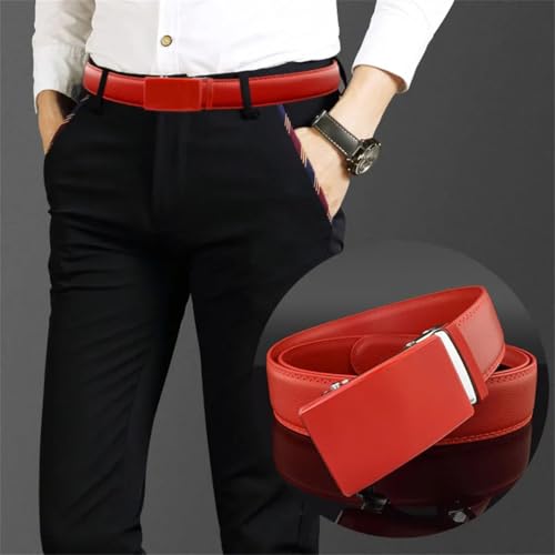 Men Automatic Buckle White Belt 3.5Cm Genuine Leather Business Designer4