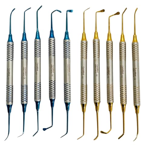 Double-Ended Sinus LiftSet of 10pcs | Gold & Blue Color-Coded | Lightweight German Stainless Steel Autoclave-Safe Dental Instruments