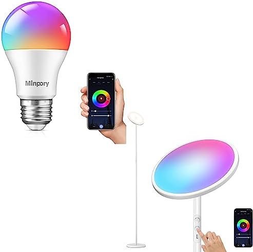 Minpory Smart Light Bulb 1Pack + Smart Floor Lamp
