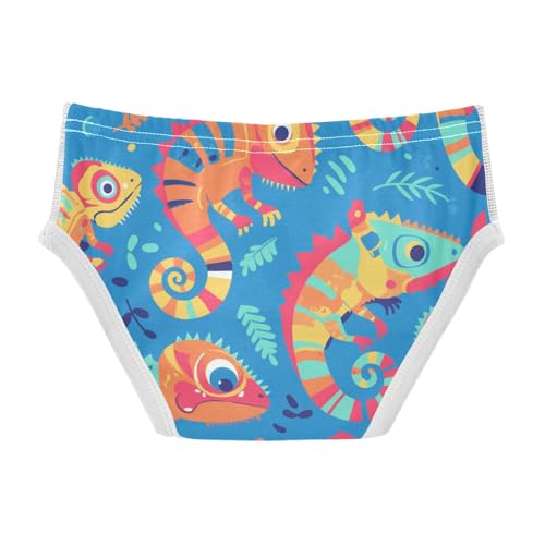 KLL Colorful Pattern with Cute Chameleons Baby Boys Comfort Briefs Cute Children Undies2