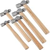 ZEONHAK 5 PCS Ball Peen Hammer, 8 OZ,16 OZ, 24 OZ, 32 OZ, 48 OZ Ball Peen Hammer Set with Wooden Handle and Non-Slip Shock Absorbing Grip for Metal Rivetc