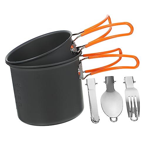 Mipcase 1set Camping Cookware Set Portable Metal Cooking Persons Lightweight Non-Stick Pots Utensils for Outdoor Camping Hiking Fishing and Barbecue