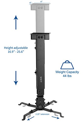 image for VIVO Black Universal Adjustable Wall Ceiling Projector Mount Bracket, 
