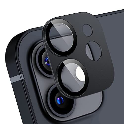 Korecase [ 2 Pack Camera Lens Protector for iPhone 12 Aluminum Metal Lens Film 9H Hardness Tempered Glass Camera Screen Cover Bubble Free Strong Stickiness Case Friendly - Black