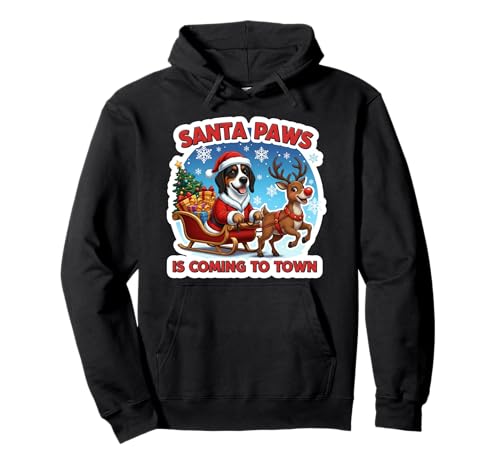 Santa Paws Is Coming Christmas Treeing Walker Coonhound Dog Pullover Hoodie