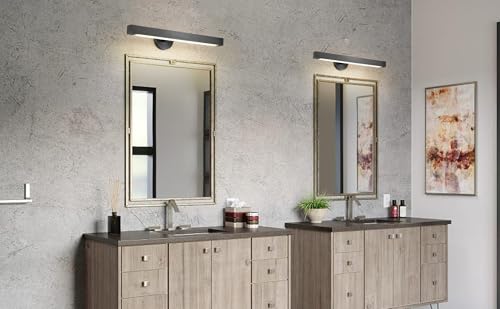 Black Picture Light, 24inch Hardwired Picture Lights for Wall,270°Rotatable LED Linear Picture Art Lights,Dimmable Picture Frame Light Bathroom Lighting Sconces for Living Room, Hallway,Kitchen