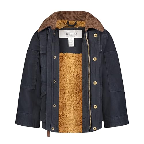 Image of LONDON FOG Boys' Sherpa-Lined Utility Jacket Canvas Barn Coat