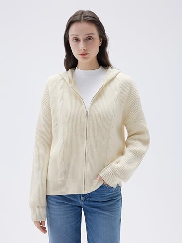 SUUKSESS Women Chunky Knit Cashmere Sweaters Zip up Oversized Hoodies Cardigan with Pockets Long Sleeve Fall Outerwear3