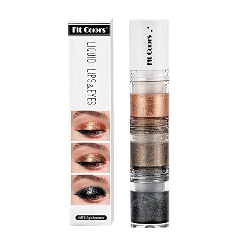 GL-Turelifes Glitter Liquid Eyeshadow Pen Set 3 colores Smoky Eye Shadow Kit Shimmer Lip Gloss Larga duración Brillante y pigmentado Impermeable Sparkling & Shimmer Eyes Maquillaje (02) Cover