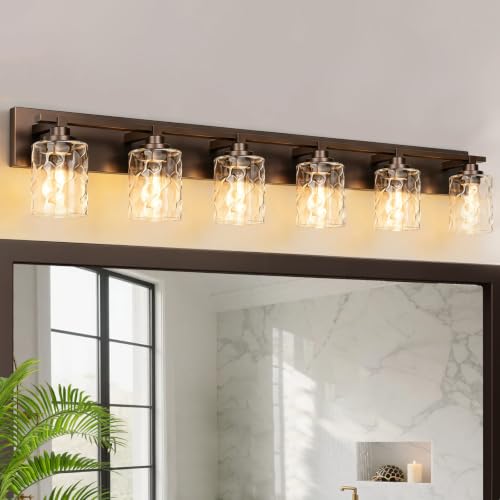 Image of Bathroom Light Fixtures,6-Light Oil Rubbed Bronze Vanity Lights Over Mirror