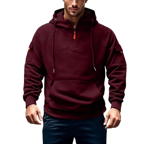 Mens Tactical Hoodies Fleece Military Cargo Quarter Zip Sweatshirts Winter Warm Mock Neck Pullover Shirts with Pockets2