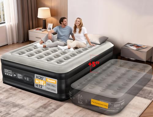 OhGeni Air Mattress Queen with Built in Pump, 18' Raised...