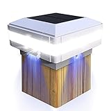 FVTLED ソーラーポストライト 屋外 フレックスフィット ソーラーパワー LED フェンス デッキ ポスト キャップ ライト 3.5x3.5 4x4 5x5 6x6 木製ポスト 防水 ホワイト 照明 パティオ ガーデン デコレーション (ホワイト 1パック)