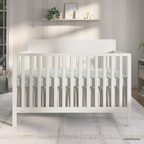 Image of Fisher-Price Meadowbrook 4-in-1 Convertible Full Size Baby Crib, Wooden Nursery Furniture, Converts to Toddler Bed with Guardrail, Daybed & Full-Size Bed, Greenguard Gold, BSA Certified, Cannoli Cream