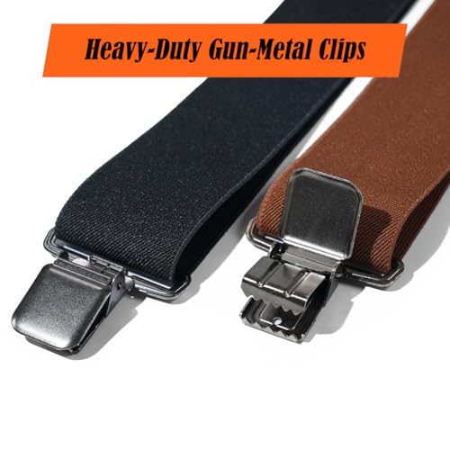 Image of WELKINLAND 2Inch Elastic Mens Suspenders, Heavy Duty Suspenders For Jeans