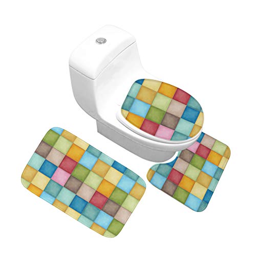 Badematte Set Dreiteiliges Badezimmer Dicke Flanellmatte Bonbonfarben U-förmige Toiletten-Matte WC-Sitzkissen (Size : L)