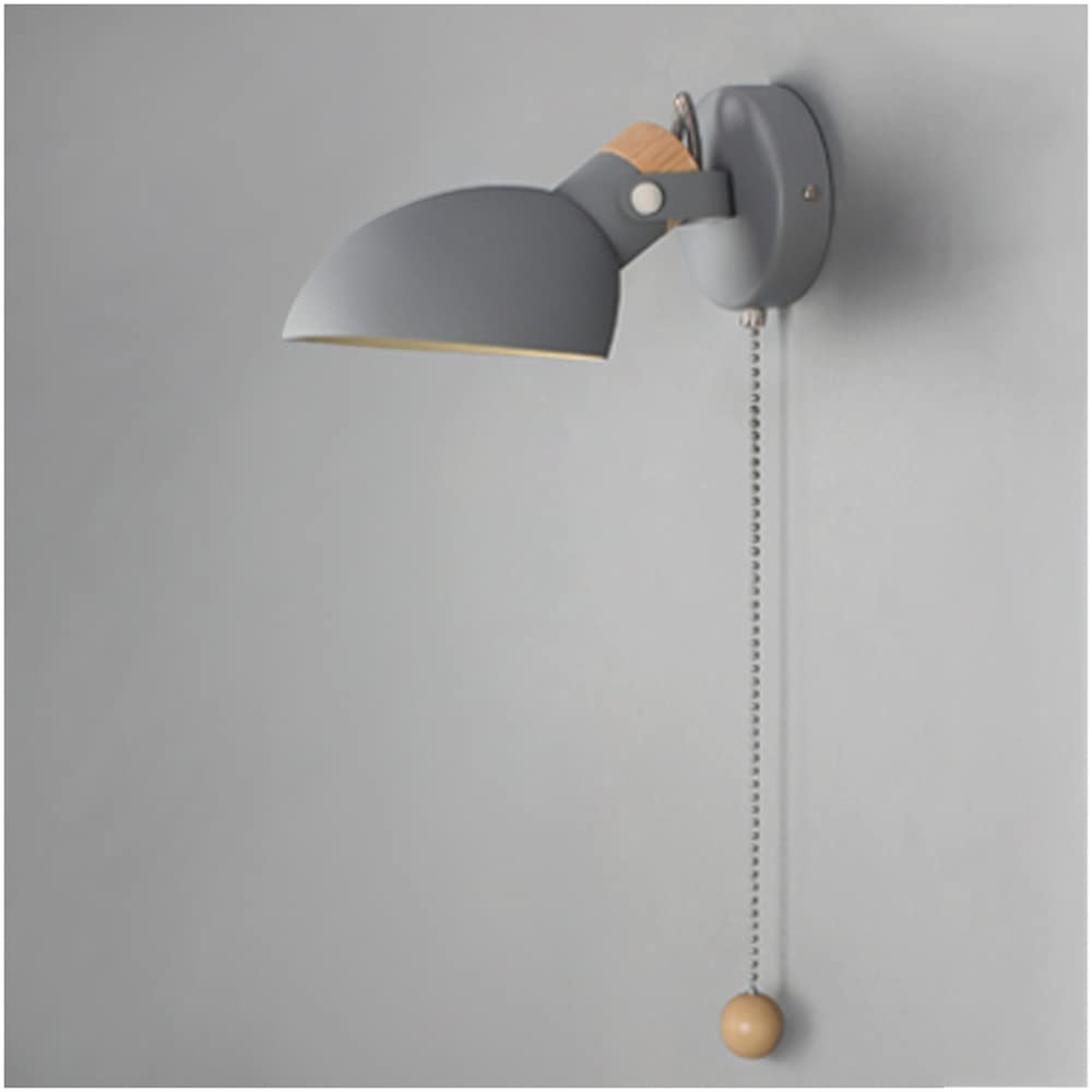 SXWNBIFH wall lamp Modern Indoor Wall Lamp with Pull Cord Switch, Nordic Adjustable Wall Spotlight E14 Socket Simple Bedside Reading Light Metal Wall Sconce for Bedroom Living Room Office Study Hallw