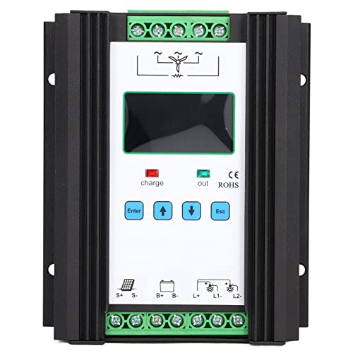 Jectse Controlador Híbrido Solar Eólico de 600 W, Regulador Solar Eólico de Control Inteligente Digital Con Carga de Descarga Pwm, Tecnología Boost Charge Con Pantalla LCD, 12 V 24 V 24