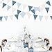 32Ft Blue Party Decorations Retro Blue Triangle Banner Flag Pennant Bunting Fabric Garland Streamers for Nautical Wedding Birthday Ahoy Achor Bridal Baby Shower Under The Sea Party Decoration