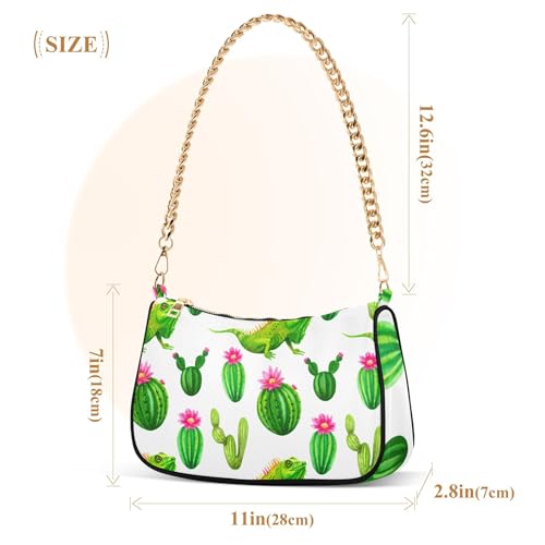 Cacti Watercolor Iguanas Floral Ladies Shoulder Bag Prints for Women Hobo Totes Purse Bags Chain Strap Zipper Chain Purses3