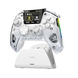 ManbaOne Interactive Screen Wireless Gaming Controller for PC/Switch/Switch 2/iOS/Android,Hall Effect Stick & Trigger,RGB Lighting,Remappable Buttons,1800mAh with Charging Dock (White)