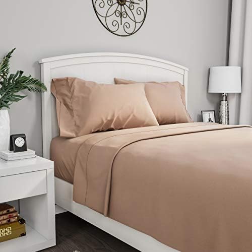 Lavish Home Brushed Microfiber Sheet Set, Twin, Taupe