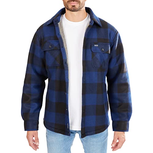 Image of Smith's Workwear Men's Sherpa-lined Plaid Fleece Shirt Jacket
